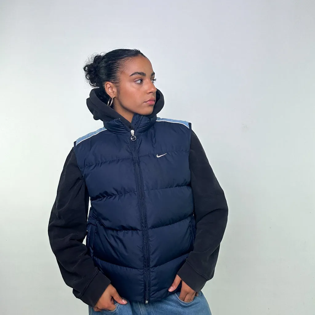 Navy Blue y2ks NIKE Puffer Jacket Coat Gilet (M)