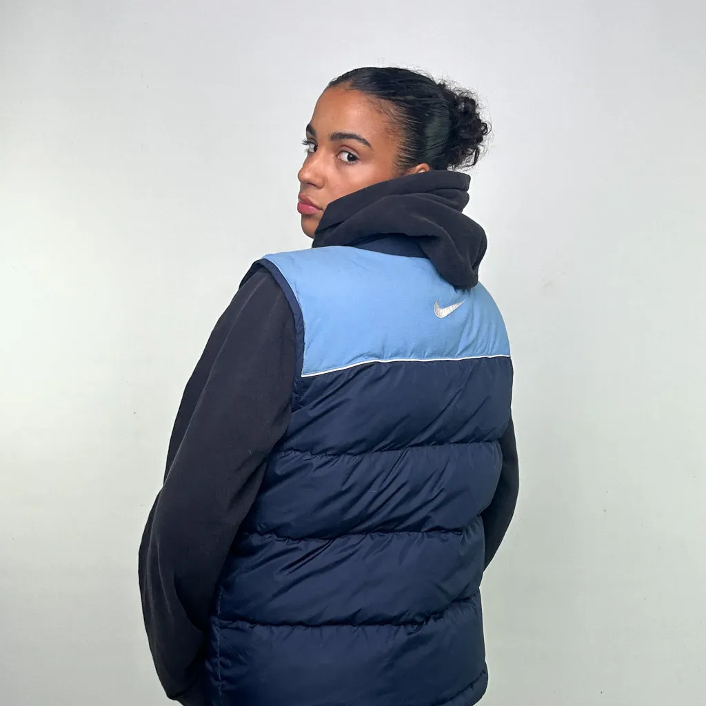 Navy Blue y2ks NIKE Puffer Jacket Coat Gilet (M)