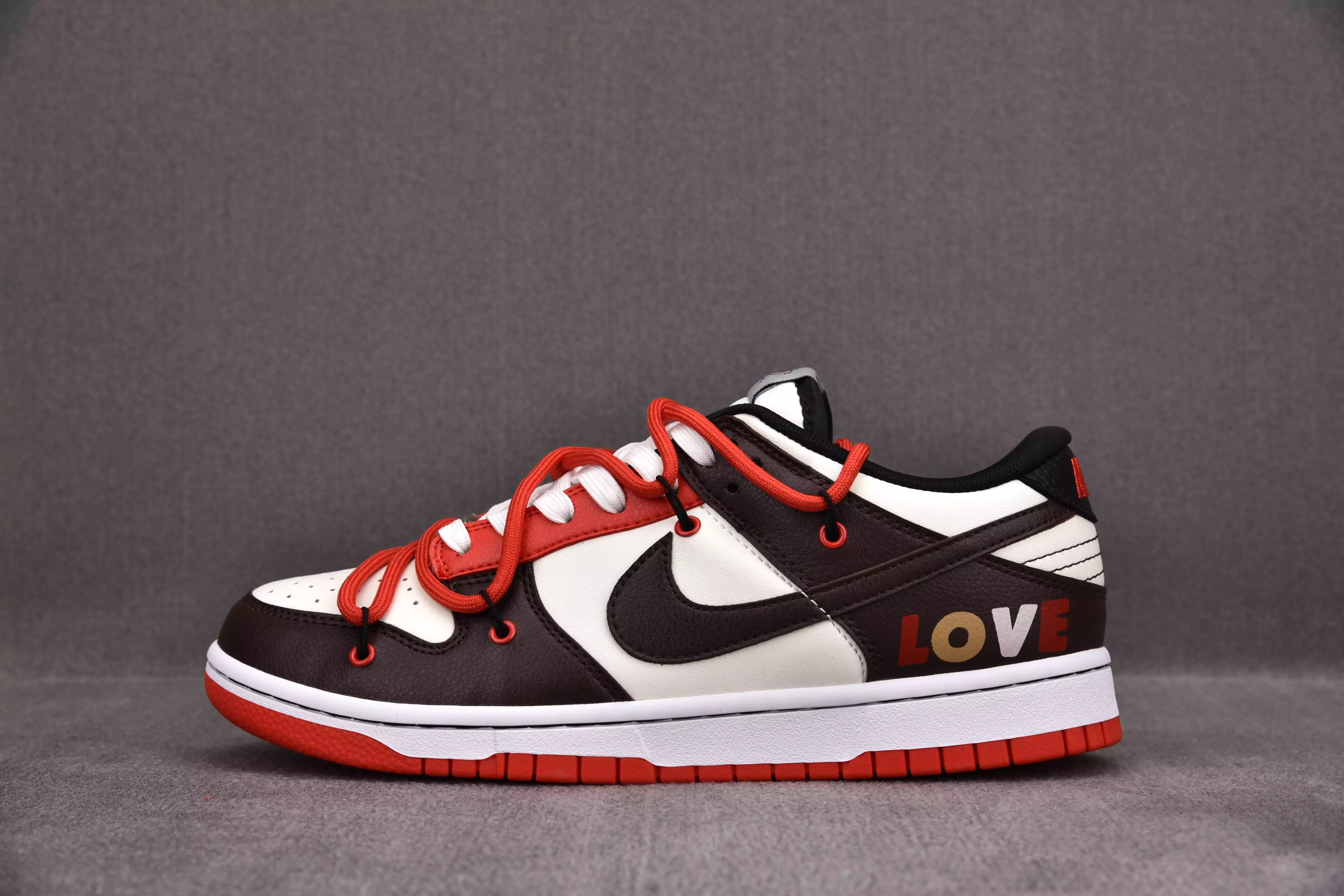 Nike Dunk Low EMB Chicago Valentine's Day Red Brown Limited (Custom Sneaker)