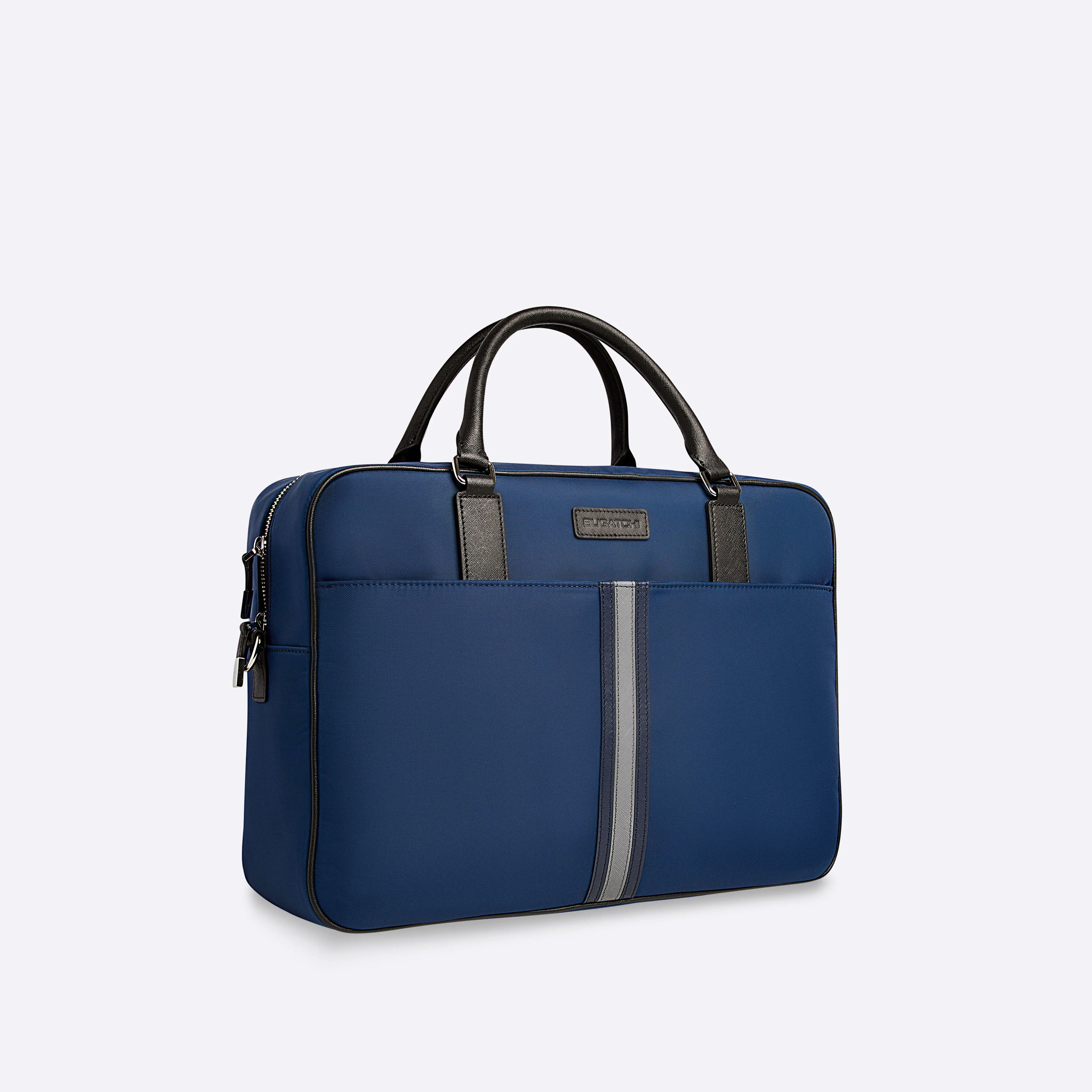 Nylon Briefcase with Leather Trim