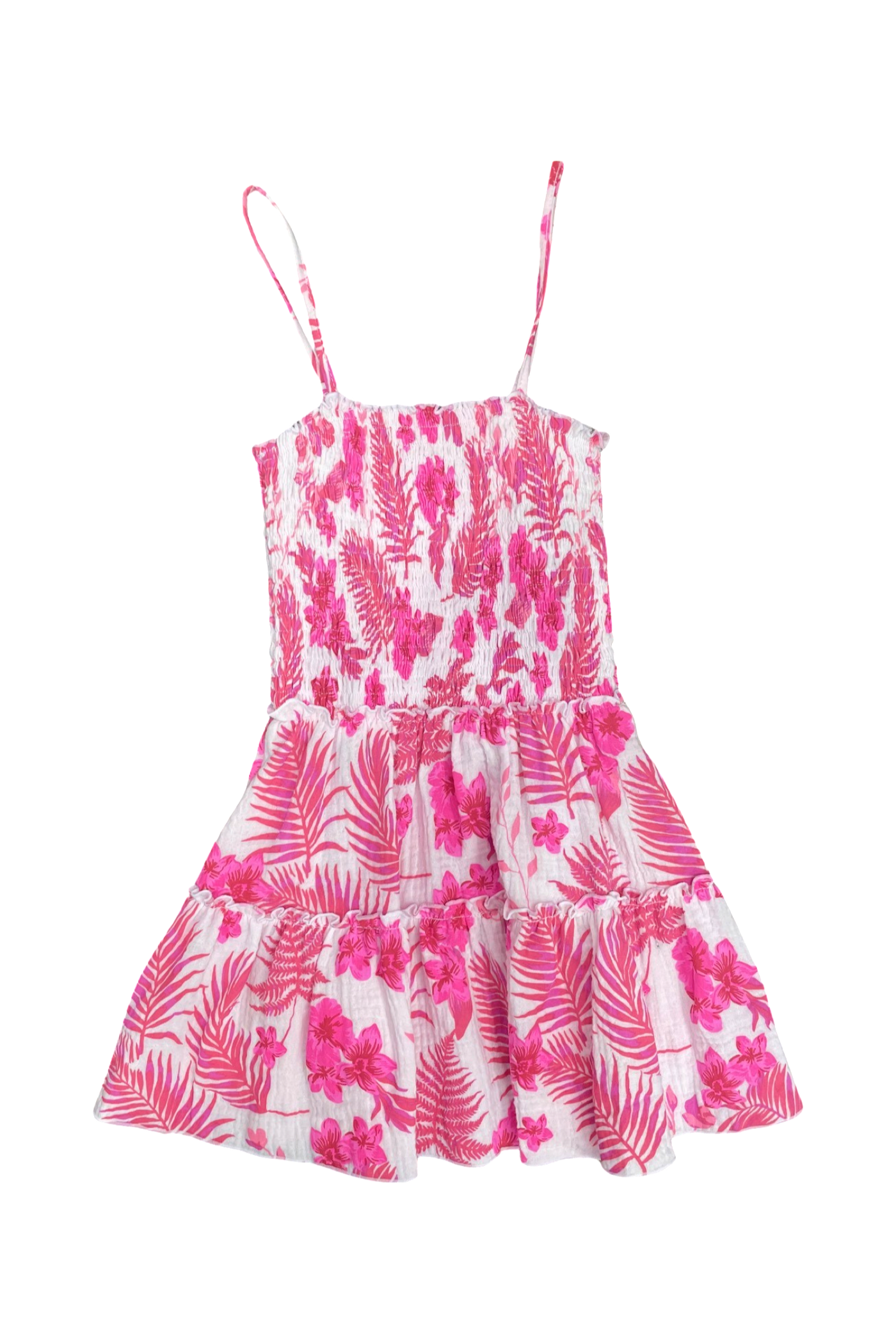 Pink Hawaiian Smocked Flowy Dress