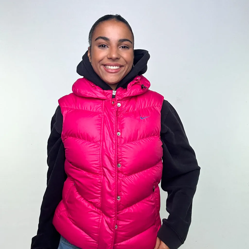 Pink y2ks NIKE Puffer Jacket Coat Gilet (M)