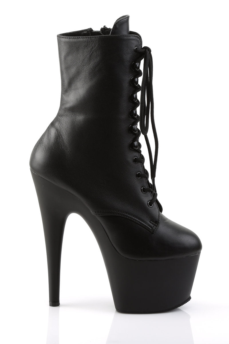 Pleaser USA Adore-1020 7inch Real Leather Pleaser Boots - Matte Black