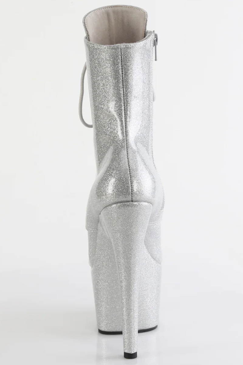 Pleaser USA Adore-1020GP 7inch Pleaser Boots - Silver Glitter