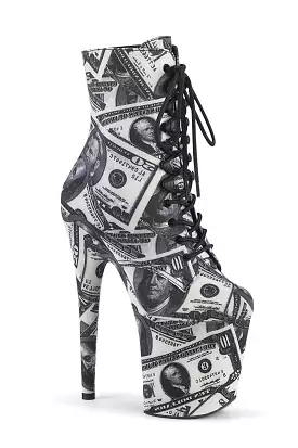 Pleaser USA Flamingo-1020DP 8inch Pleaser Boots - Money Print