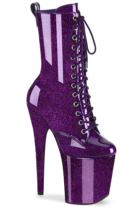 Pleaser USA Flamingo-1040GP 8inch Pleaser Boots - Purple Glitter