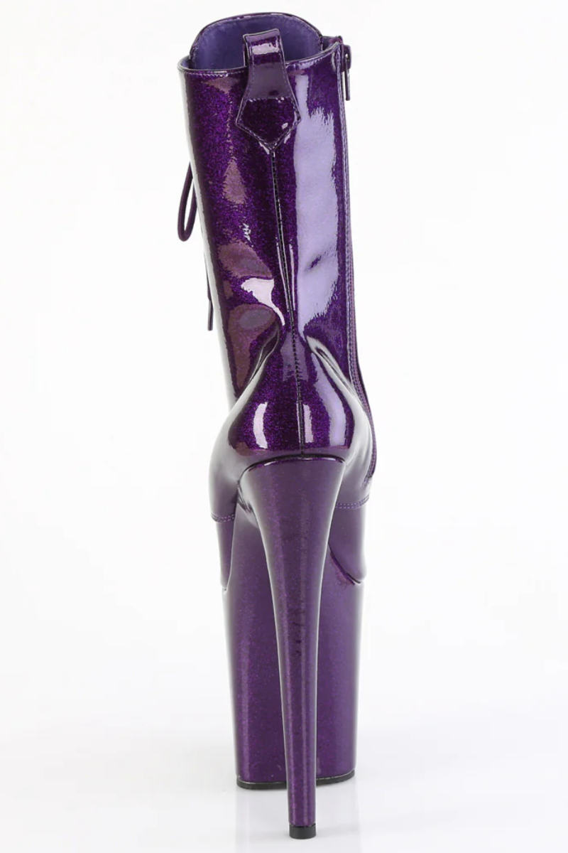 Pleaser USA Flamingo-1040GP 8inch Pleaser Boots - Purple Glitter