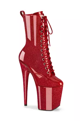 Pleaser USA Flamingo-1040GP 8inch Pleaser Boots - Ruby Glitter