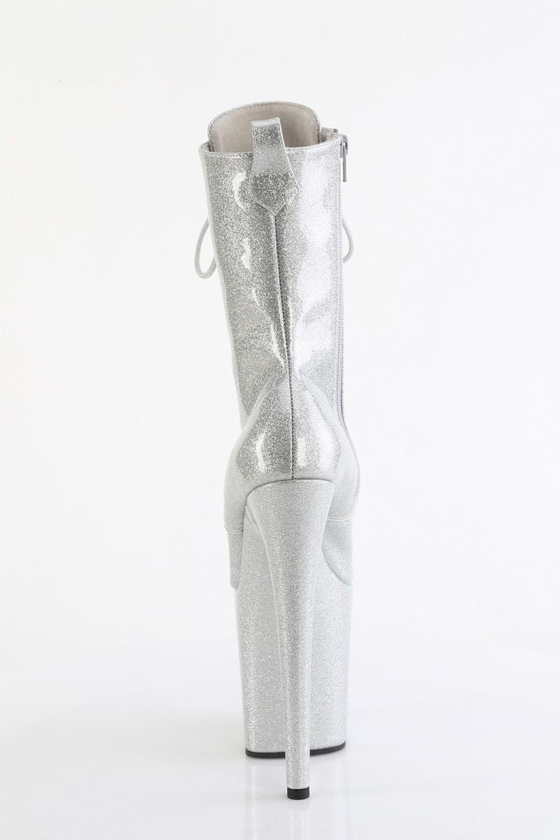 Pleaser USA Flamingo-1040GP 8inch Pleaser Boots - Silver Glitter