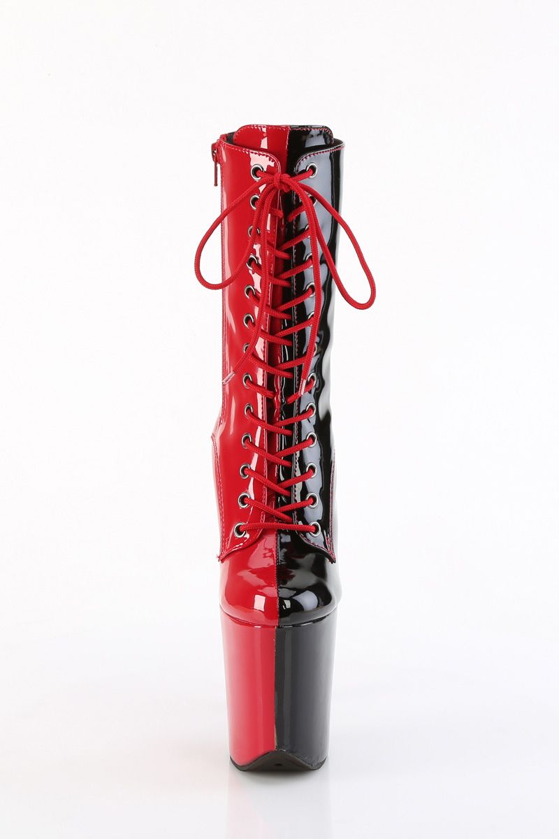 Pleaser USA Flamingo-1040TT 8inch Pleaser Boots - Patent Black/Red