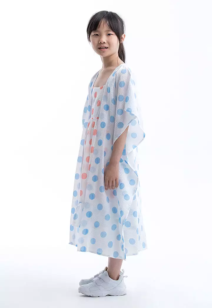 Polka Dot Printed Inner Dress With Kimono Set