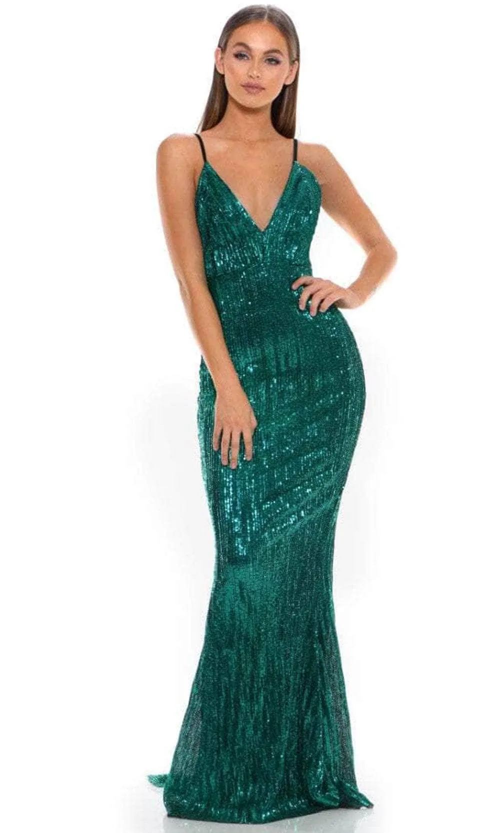 Portia and Scarlett GLISTEN - Backless Sheath Prom Dress