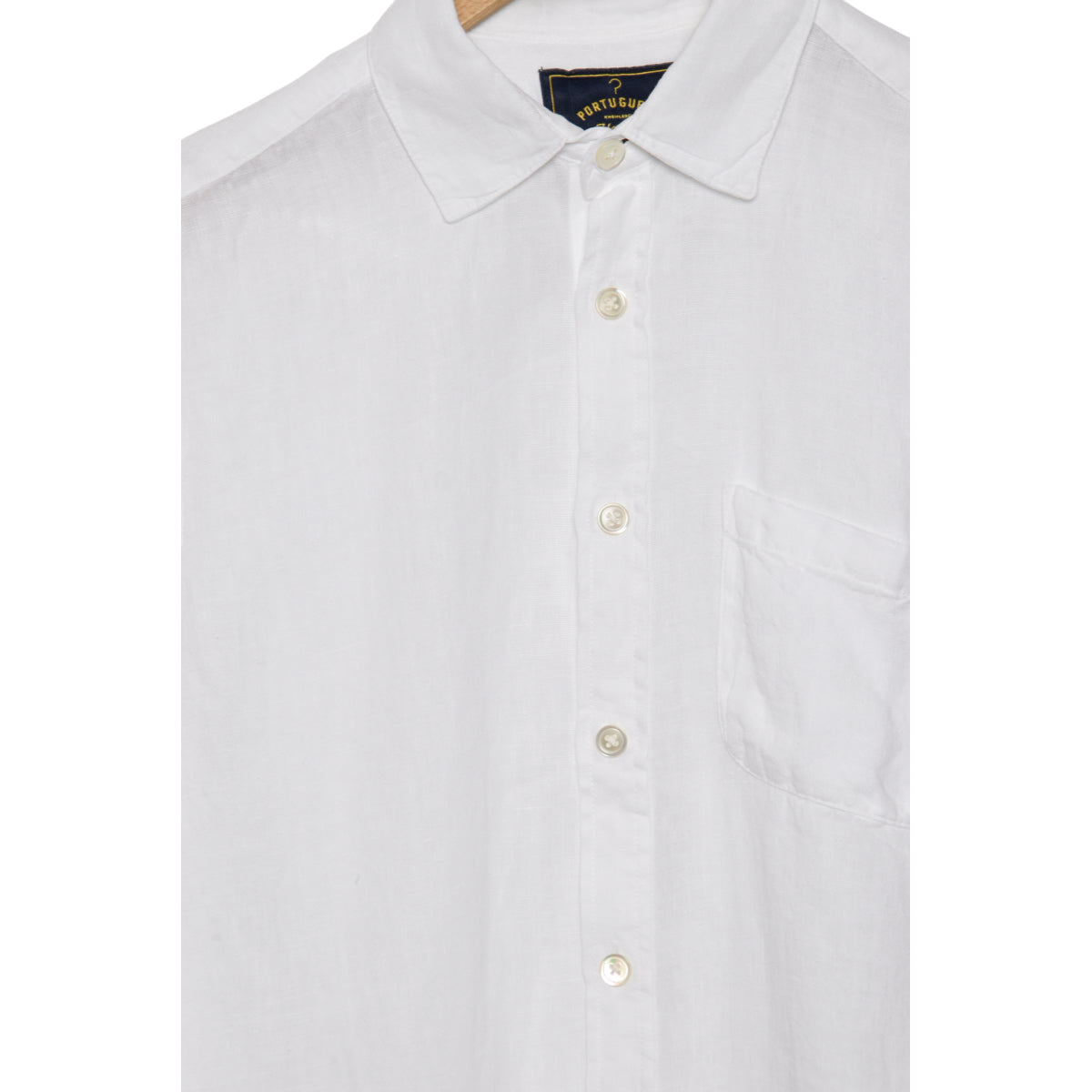 Portuguese Flannel Linen Pocket Shirt white