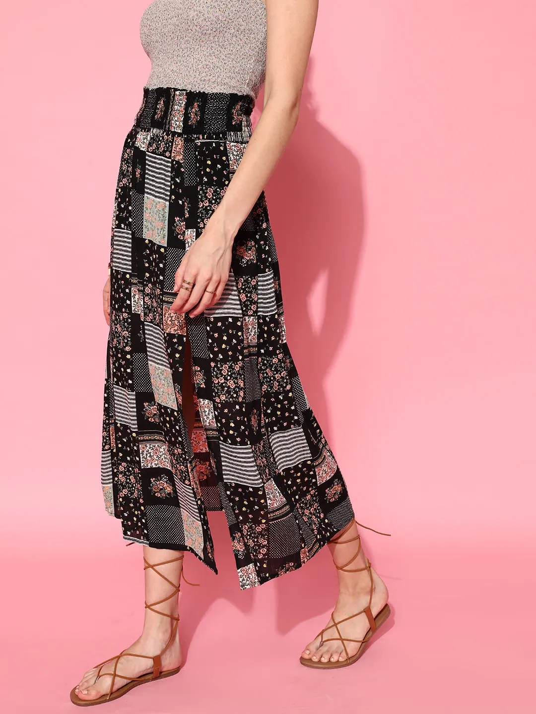 Printed Slit Skirt