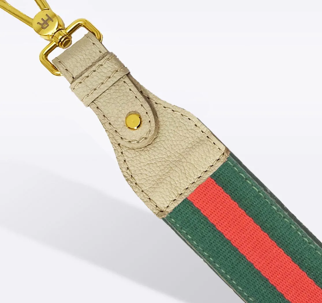 Red and Green Striped Purse Strap