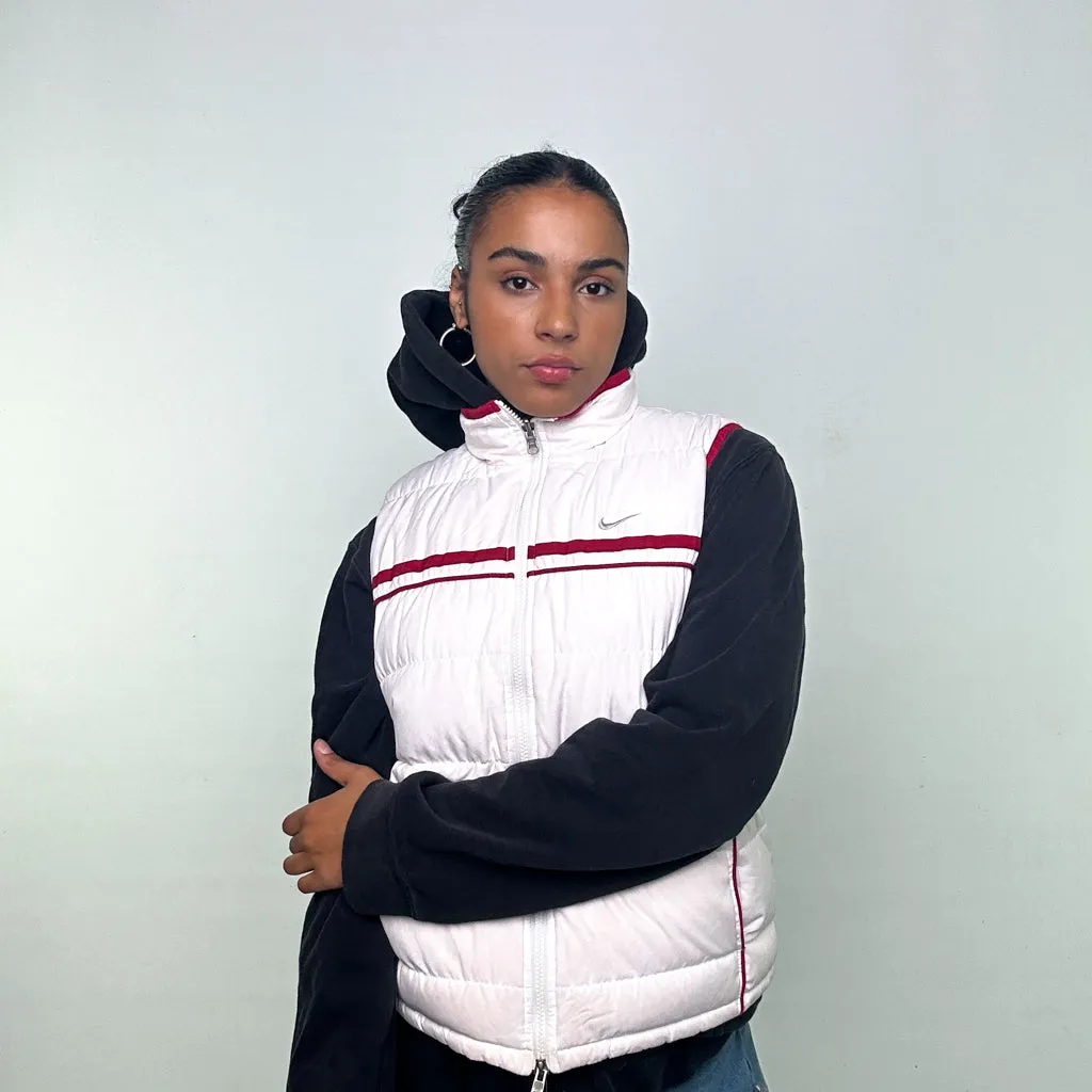 Red White y2ks NIKE Reversible Puffer Jacket Coat Gilet (S)