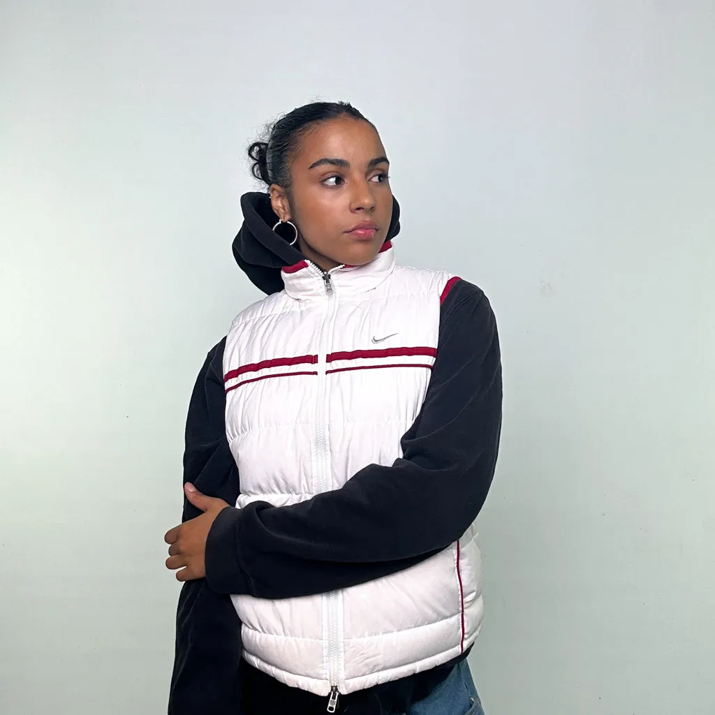 Red White y2ks NIKE Reversible Puffer Jacket Coat Gilet (S)