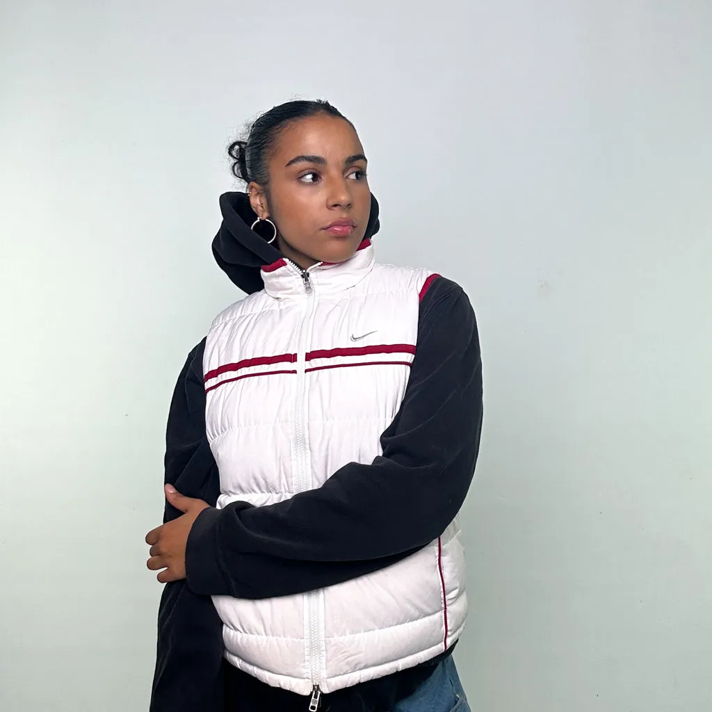 Red White y2ks NIKE Reversible Puffer Jacket Coat Gilet (S)