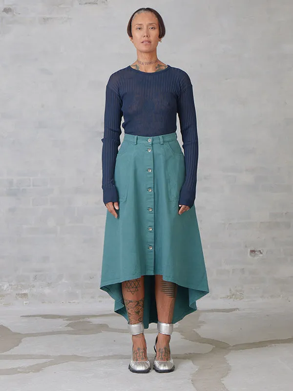 Regain Denim Skirt - Mallard Green