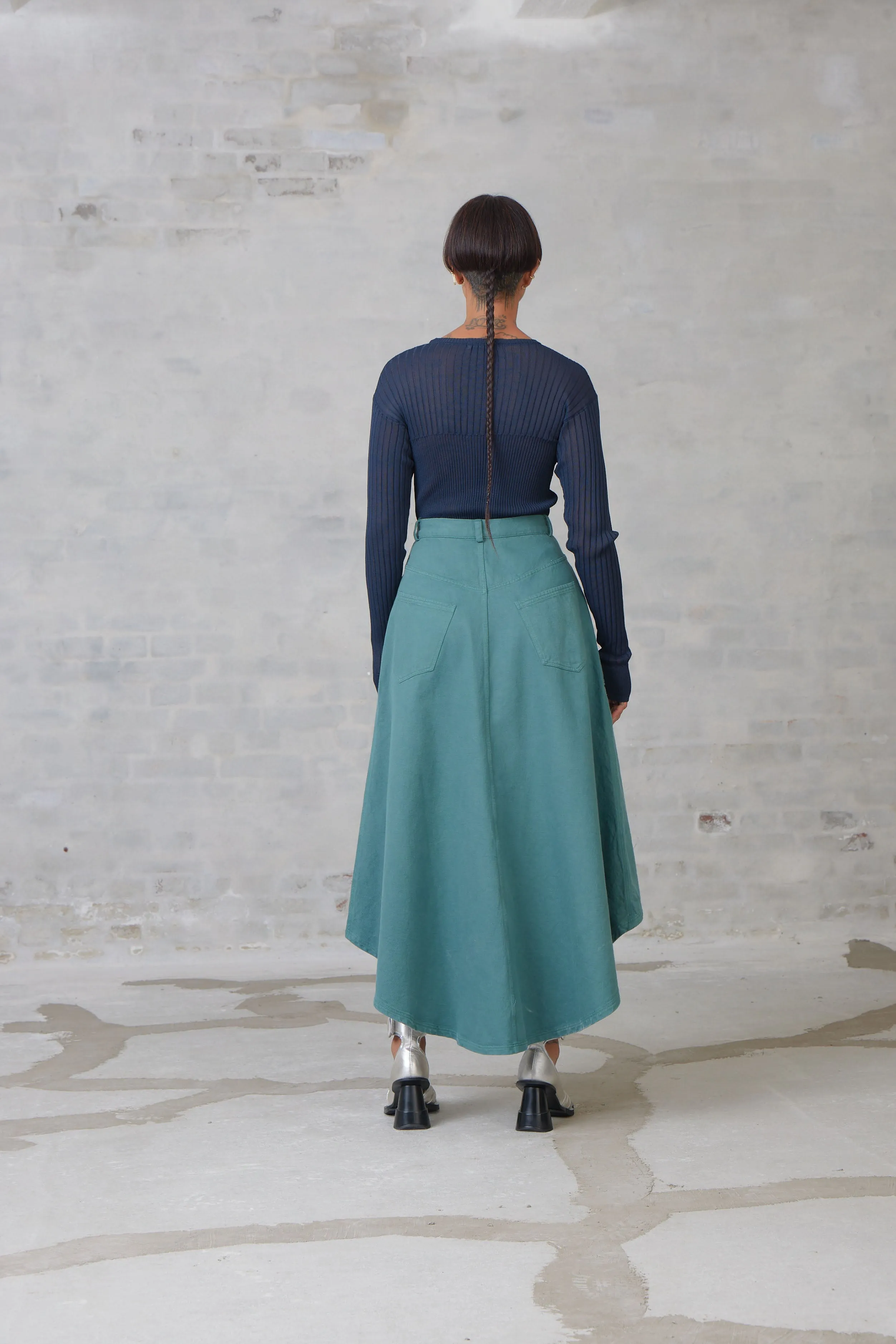 Regain Denim Skirt - Mallard Green