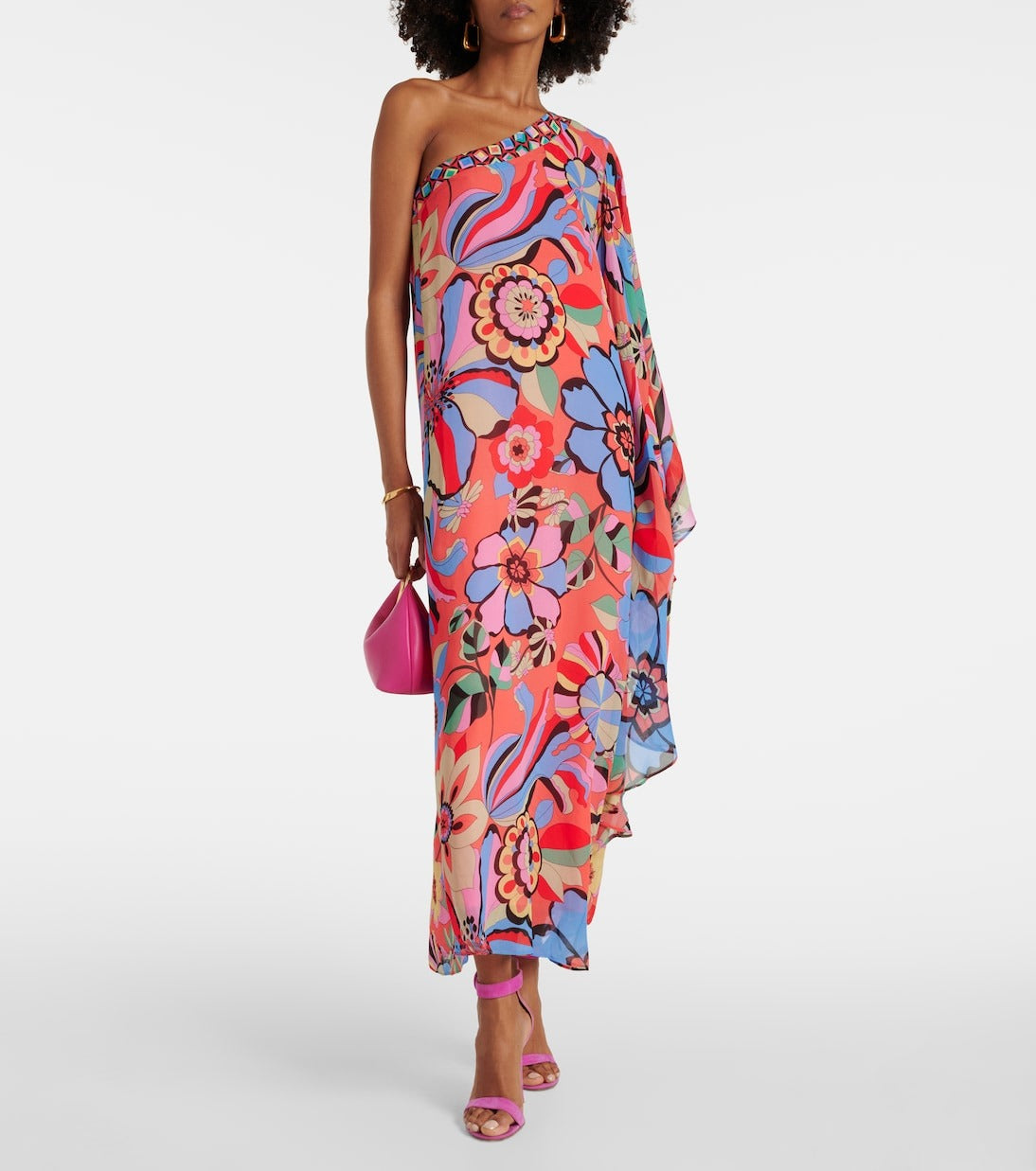 Rixo Liza Dress Miami Floral Tangerine