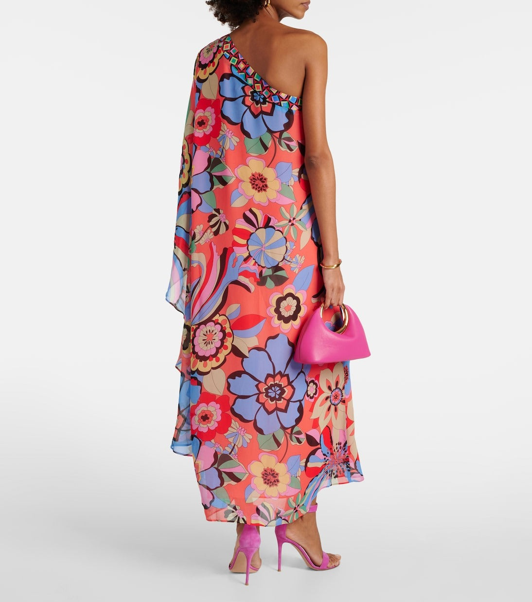 Rixo Liza Dress Miami Floral Tangerine