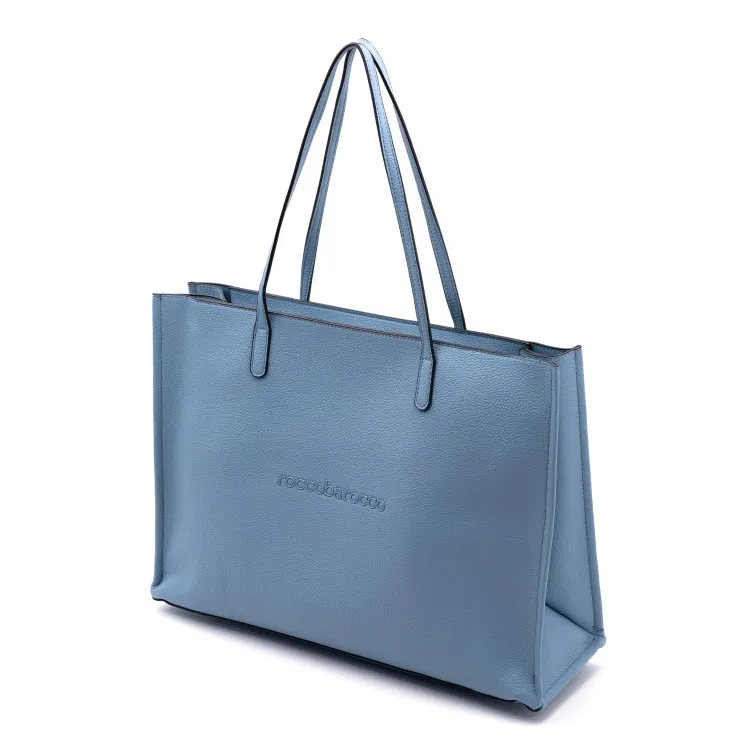 RoccoBarocco 12001 Olivia Shopping Bag Large Borsa Donna in Ecopelle Sky Blue