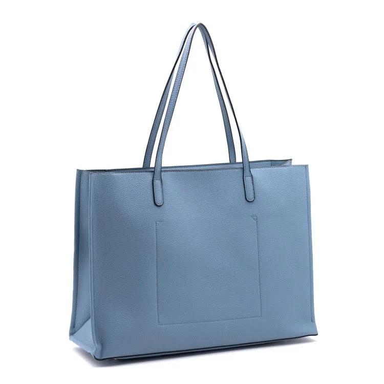 RoccoBarocco 12001 Olivia Shopping Bag Large Borsa Donna in Ecopelle Sky Blue