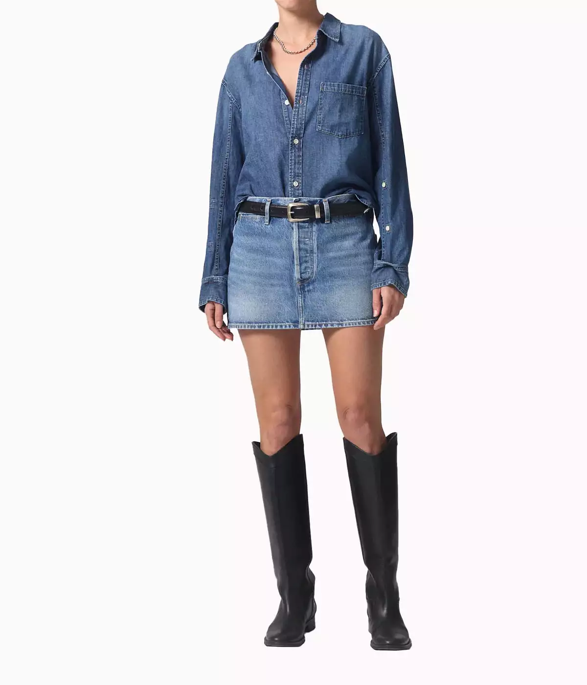 Rosie Denim Mini Skirt in Blue Gaze