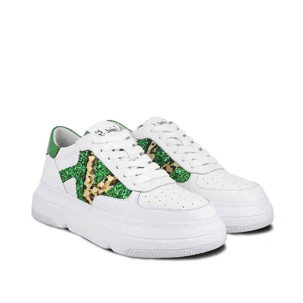 Saint Antea White & Green Leather Sneakers