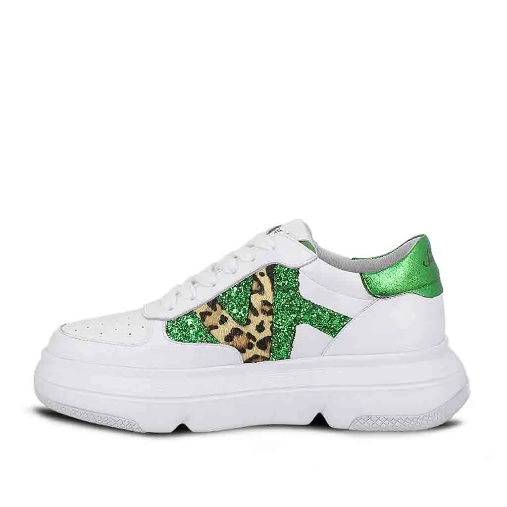 Saint Antea White & Green Leather Sneakers