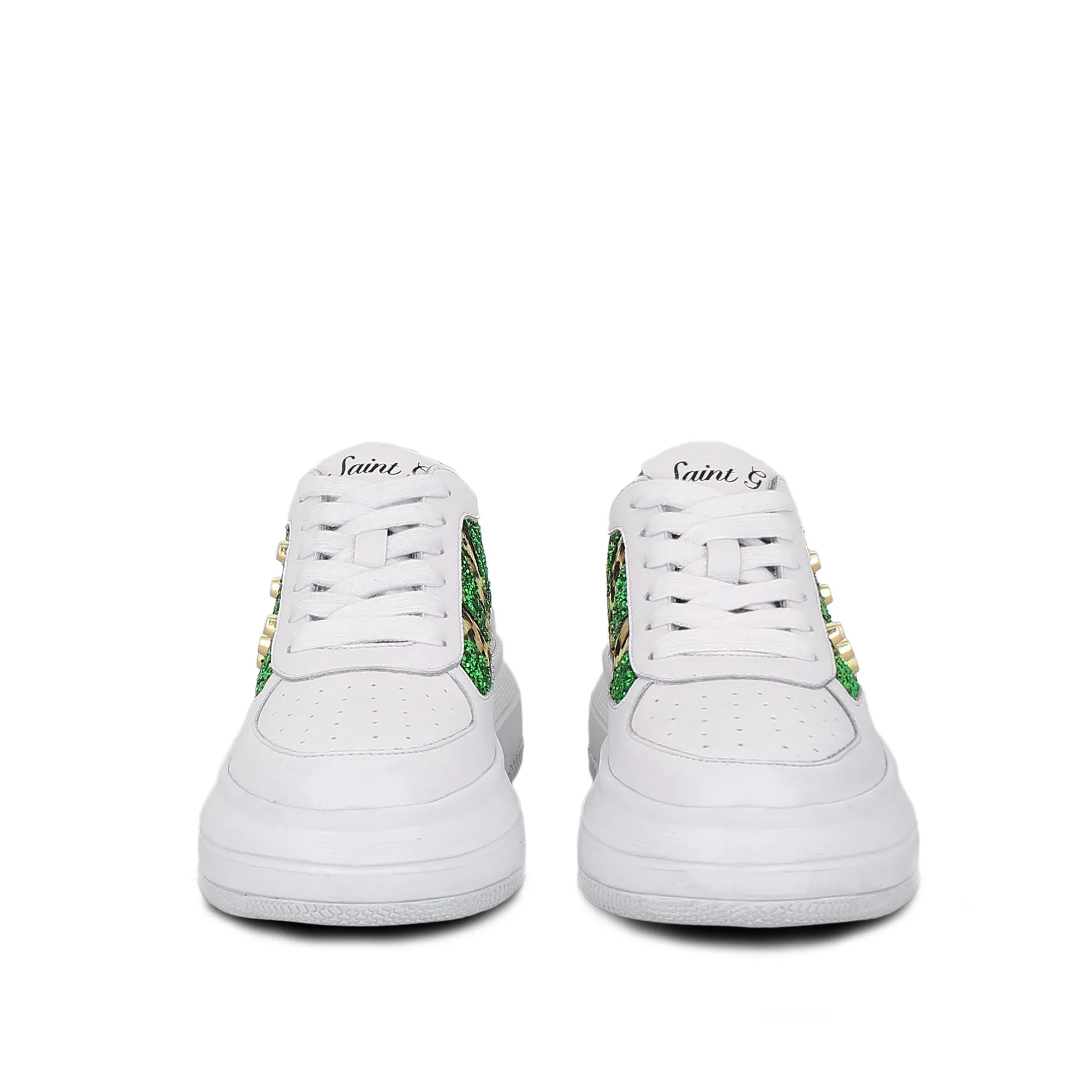 Saint Antea White & Green Leather Sneakers