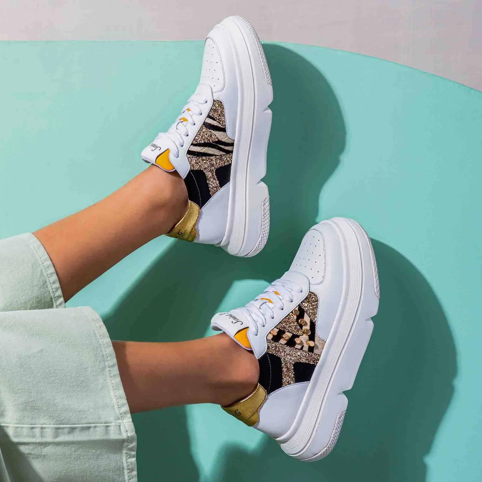 Saint Antea White & Yellow Leather Sneakers