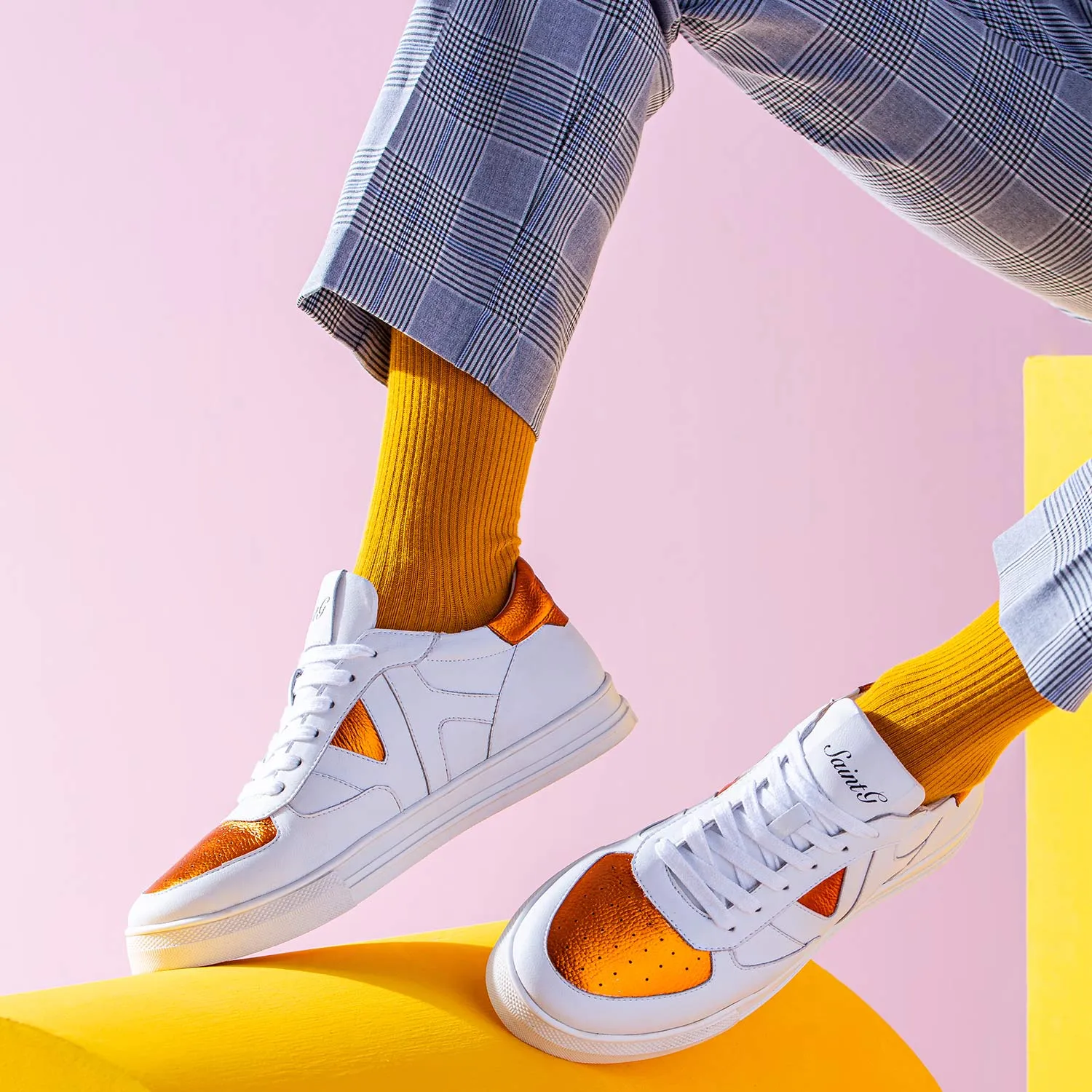 Saint Arlo White & Orange Leather Sneakers