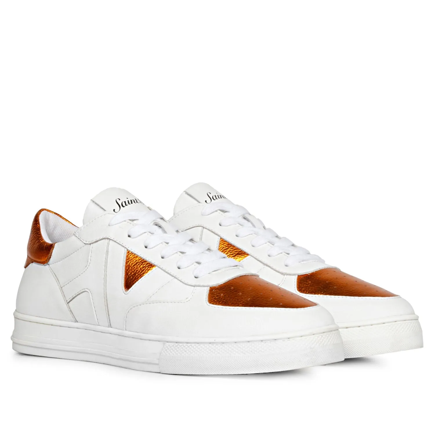 Saint Arlo White & Orange Leather Sneakers