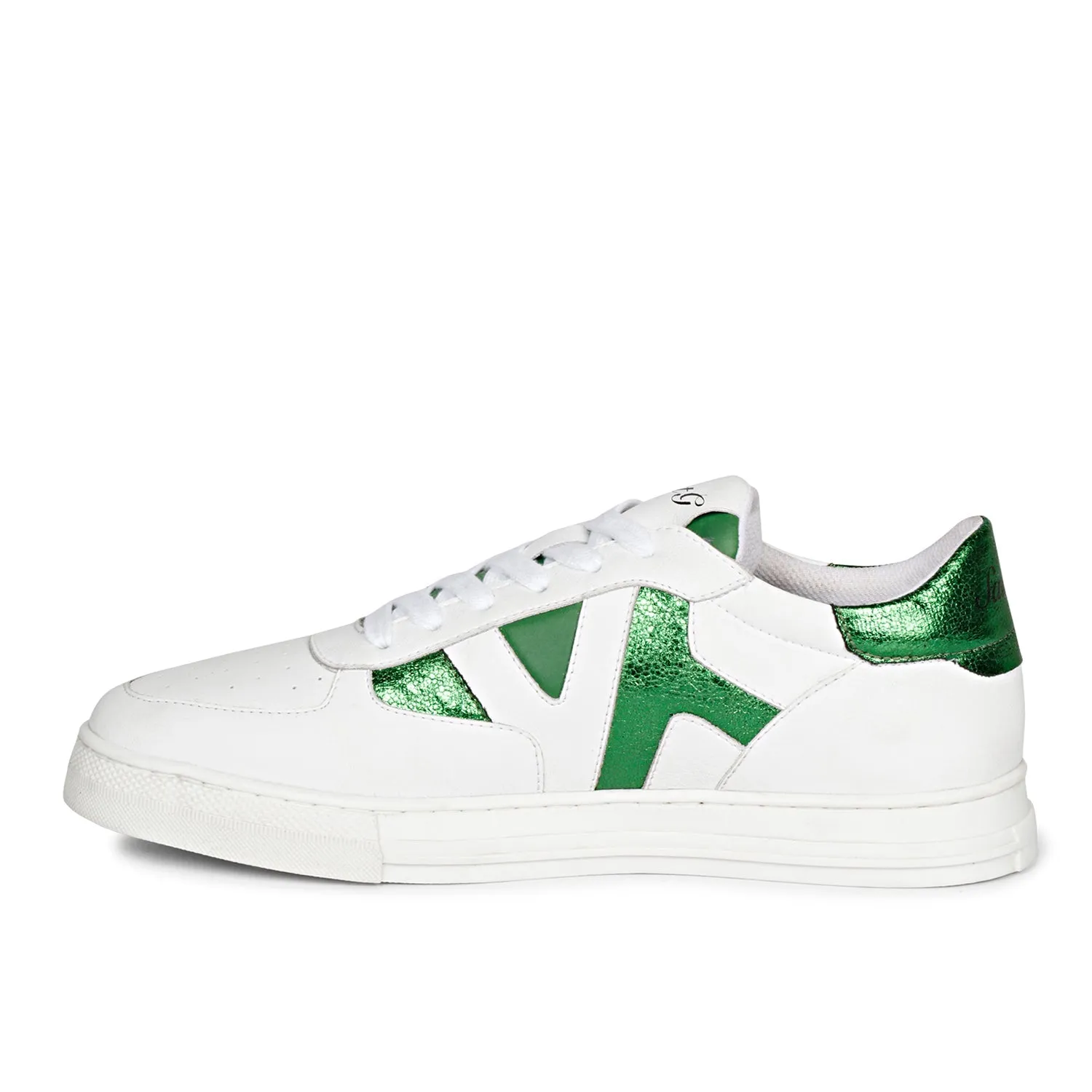 Saint Elliot White & Green Leather Handcrafted Sneakers