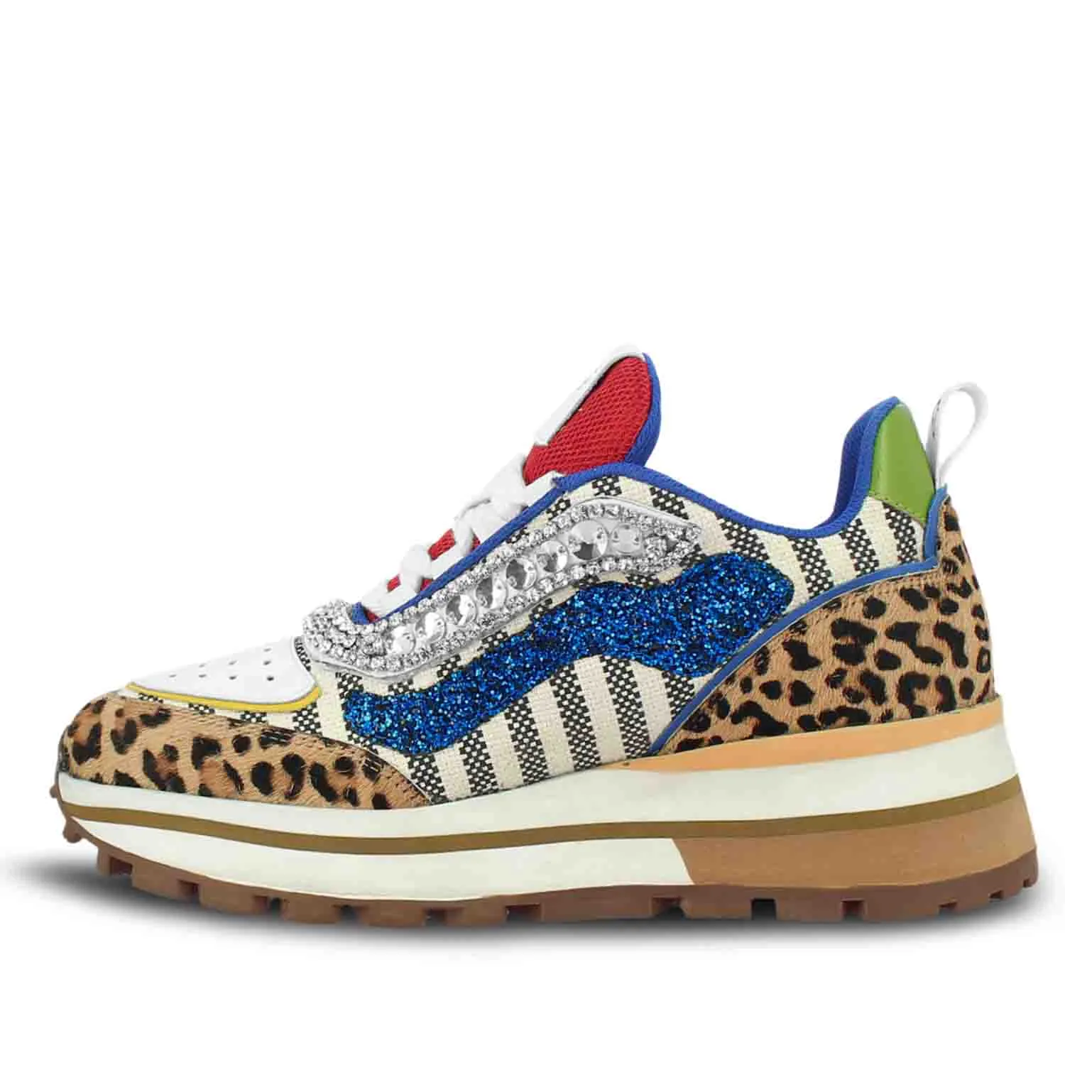 Saint Fiorella Multi Color Leopard Print Leather Sneakers