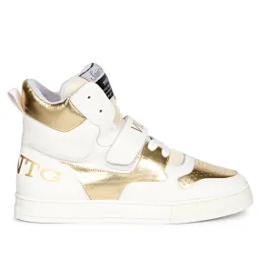 Saint Rowan White & Gold Leather Sneakers