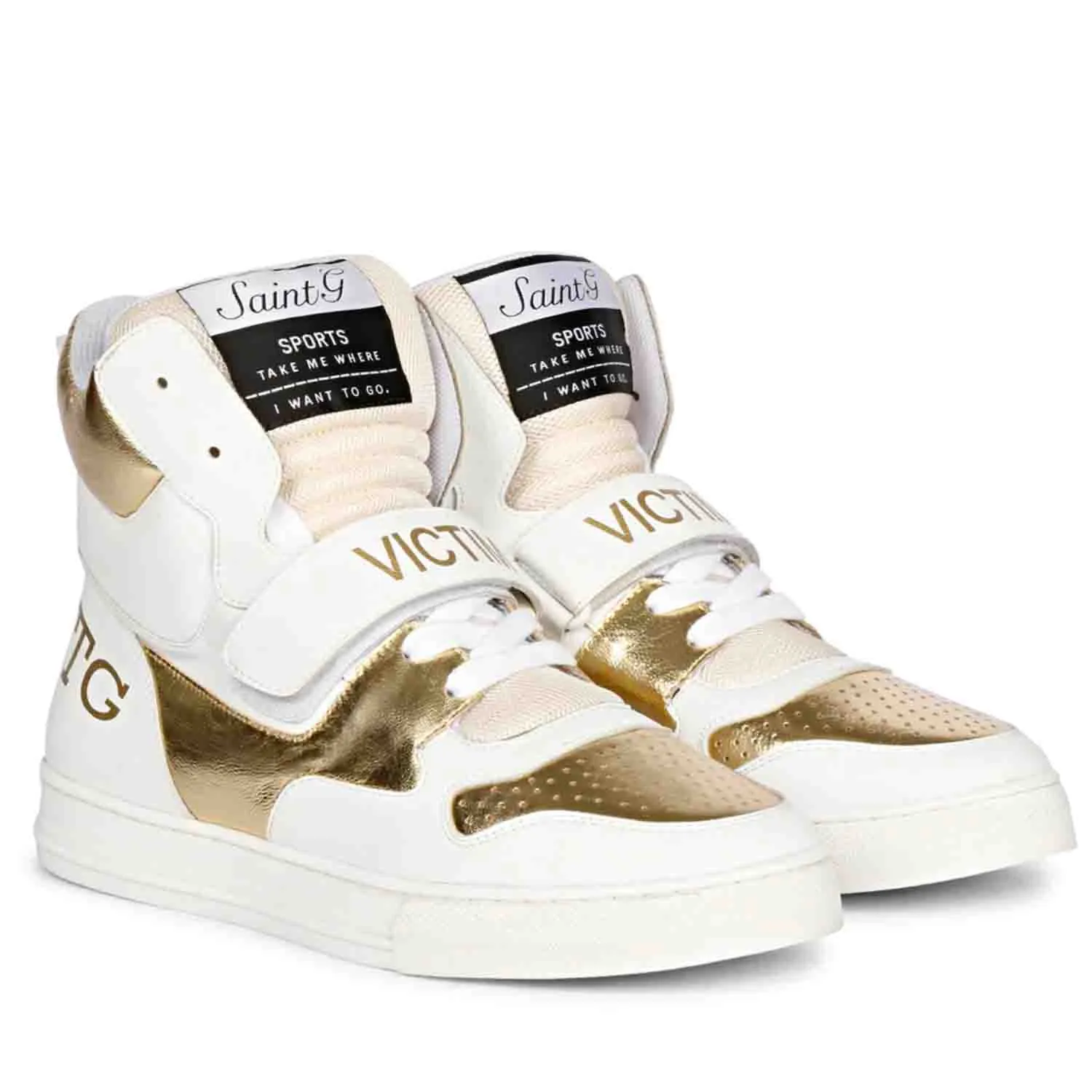 Saint Rowan White & Gold Leather Sneakers