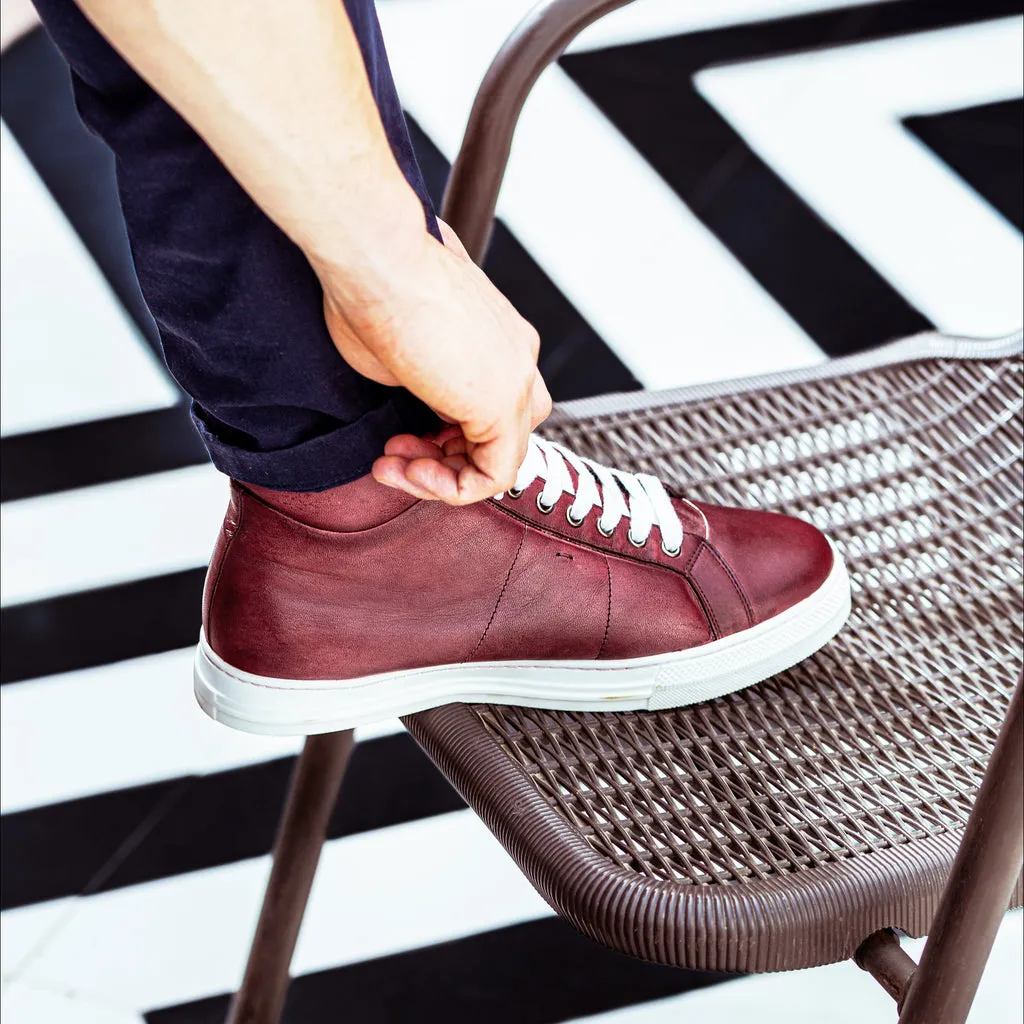 Saint Tesoro Burgundy Handcrafted Leather Sneakers