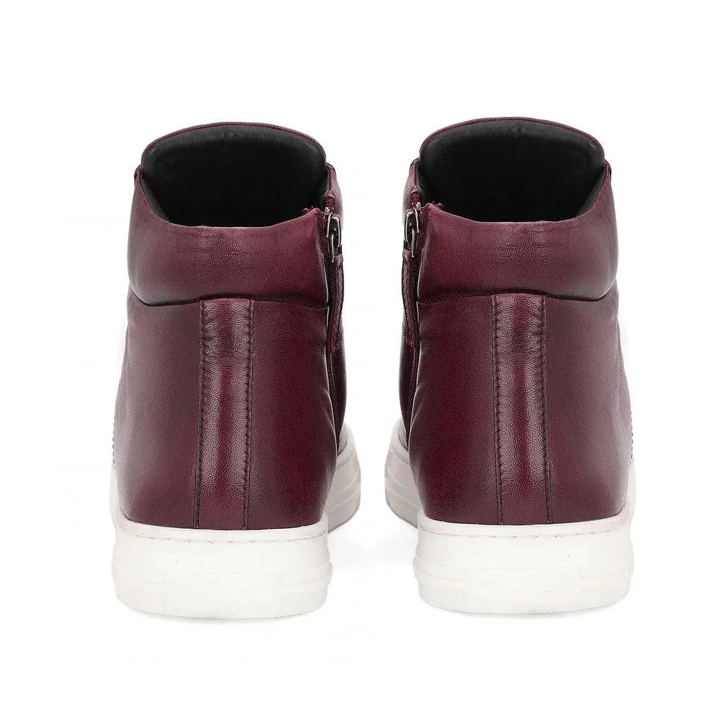 Saint Tesoro Burgundy Handcrafted Leather Sneakers