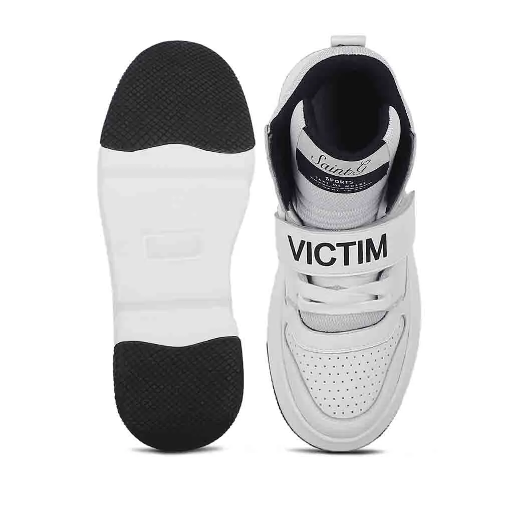 Saint Venetia White Pony Hair Print Leather Sneakers