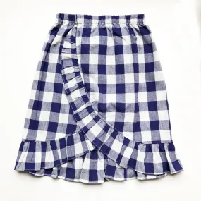 Sara Re-purposed Ruffle Skirt In Blue Gingham size 6