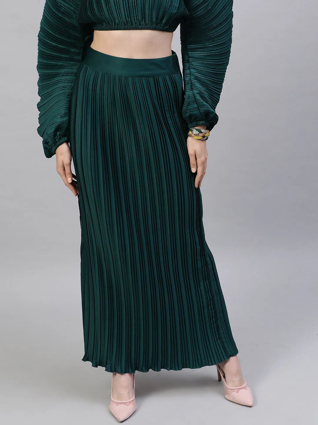 Satin Pleated Skirt