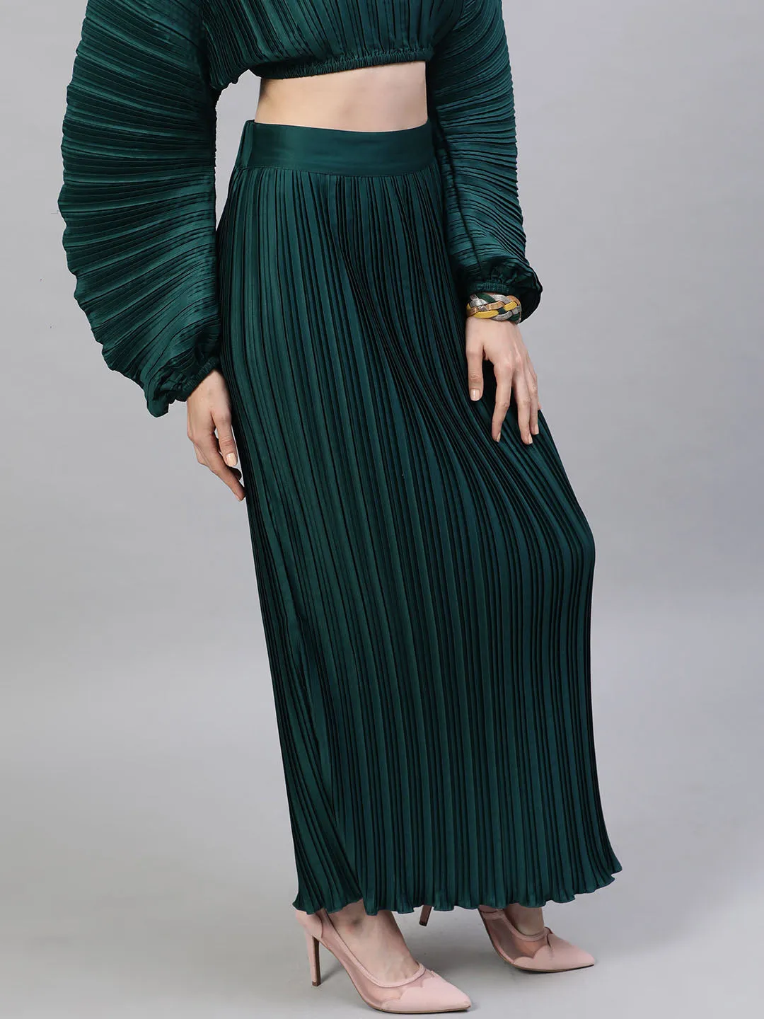 Satin Pleated Skirt