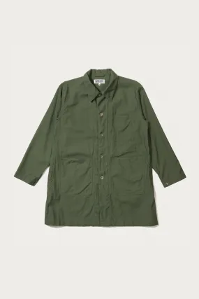 Shop Coat - Olive Cotton Reversed Sateen