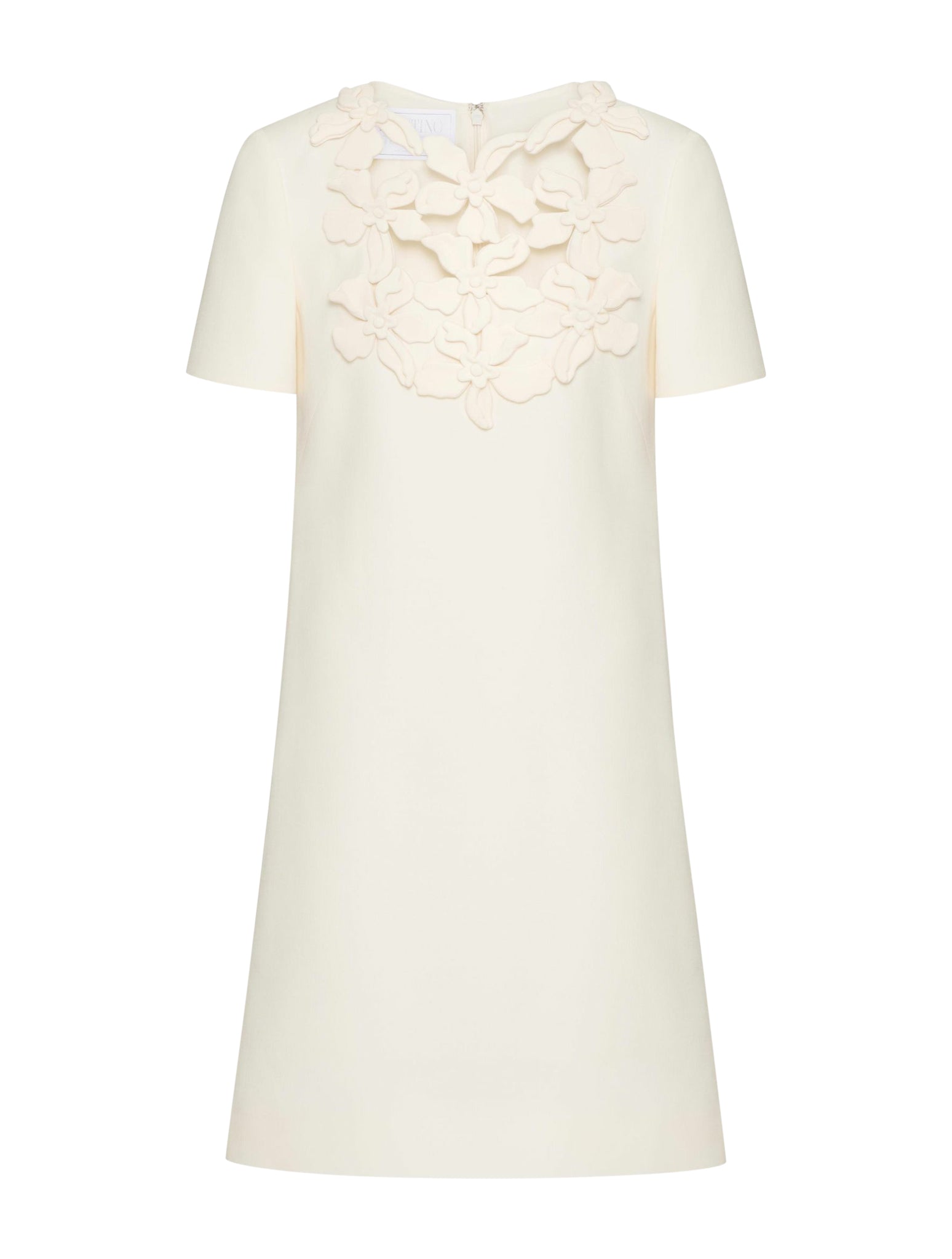 SHORT DRESS IN EMBROIDERED CREPE COUTURE