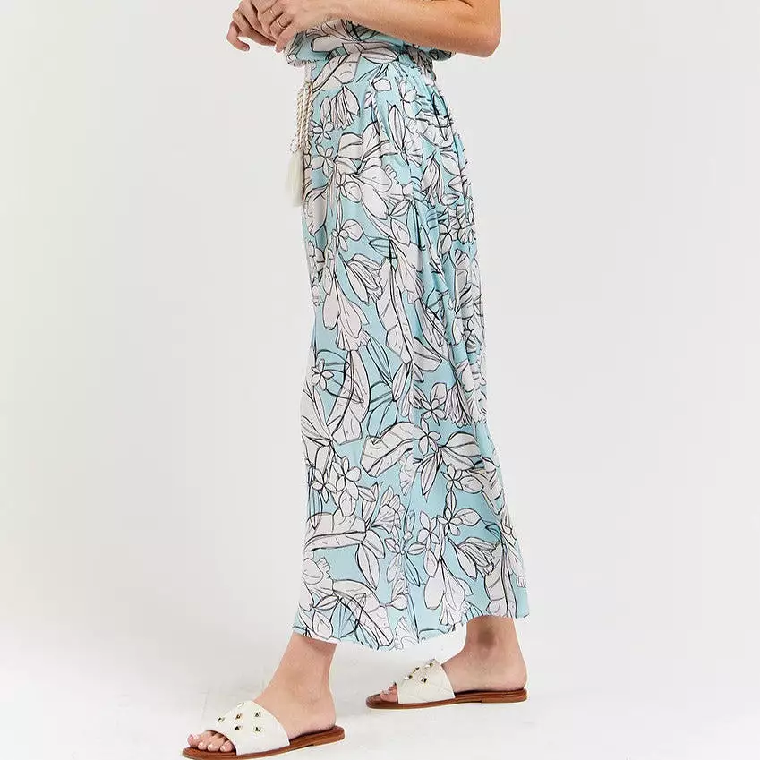 Sicily Floral Maxi Skirt (Blue)