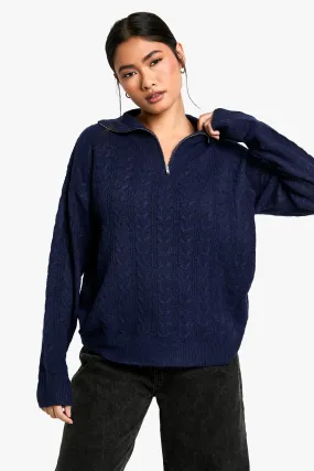 Soft Cable Funnel Neck Sweater