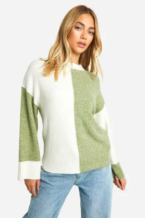 Soft Knit Color Block Oversized Sweater